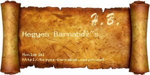 Hegyes Barnabás névjegykártya
